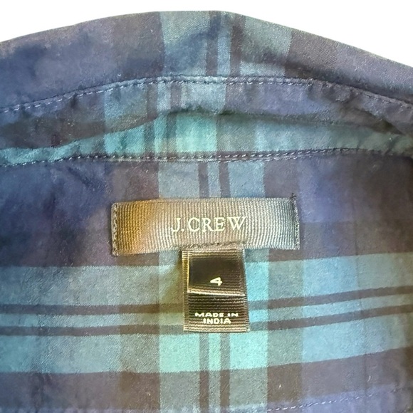 J. Crew Plaid Button Down Shirt Beaded Pockets Blue & Green Size 4 #1809 - Picture 6 of 6